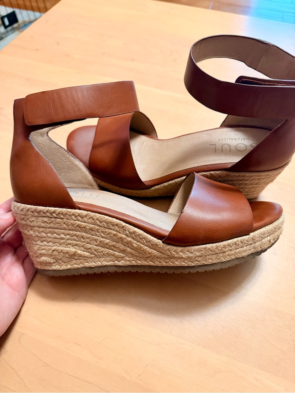 SOUL Naturalizer Brown Espadrille Wedge Sandals with Ankle Strap-NEVER WORN! - Picture 3 of 8